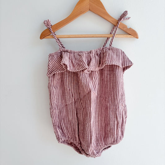 Purple + Pink Striped Muslin Romper (18-24M)