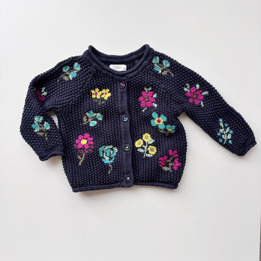 Navy Floral Cardigan (3-6M)