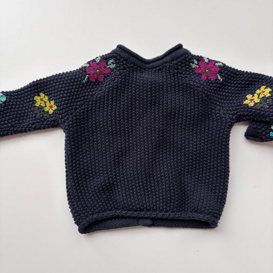 Navy Floral Cardigan (3-6M)