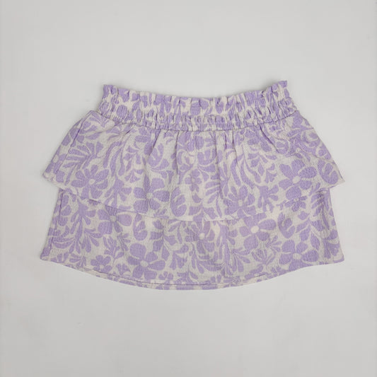 Purple Floral Skirt w/ Built-in Shorts (8Y)