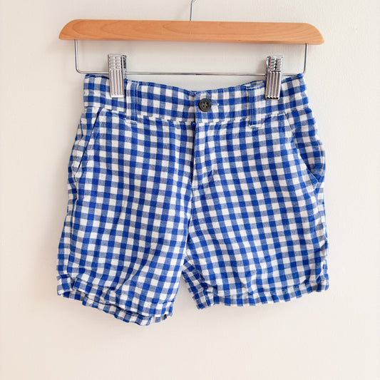 Blue Checkered Linen-Blend Shorts (4Y)