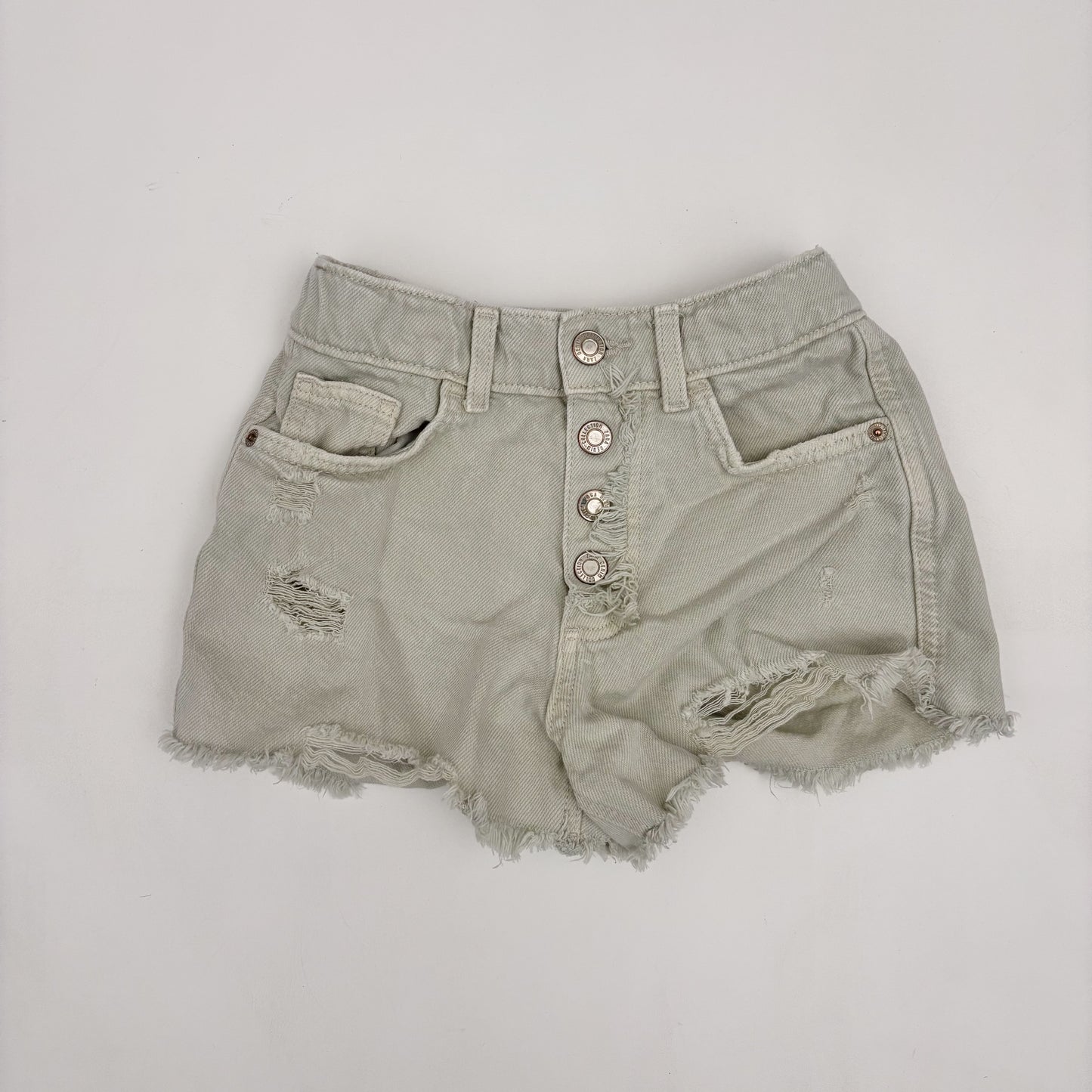 Light Green Distressed Denim Shorts (10Y)