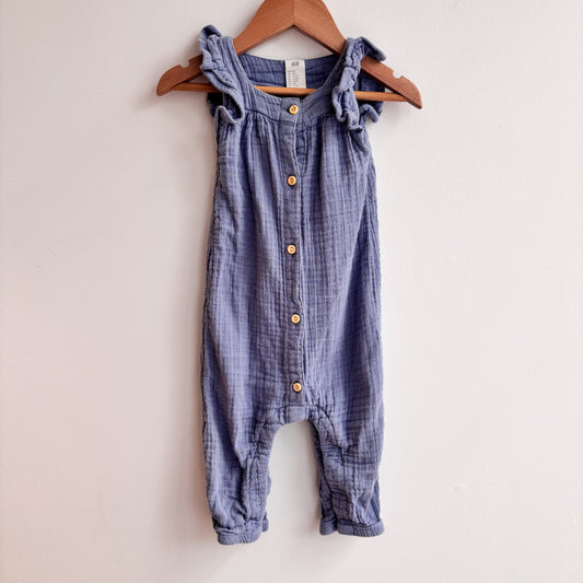 PLAY - Blue Muslin Romper (4-6M)
