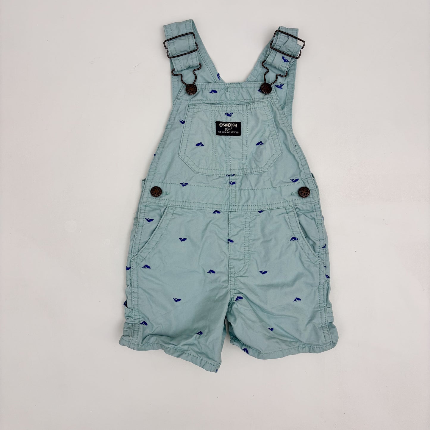 Embroidered Whale Shortalls (2T)