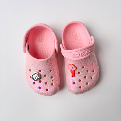 Pink Glittery Crocs (7C)