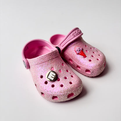 Pink Glittery Crocs (7C)