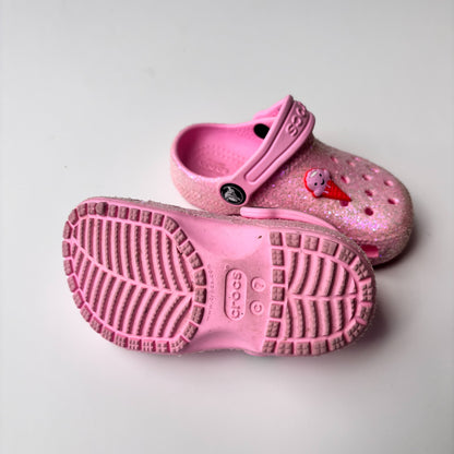 Pink Glittery Crocs (7C)