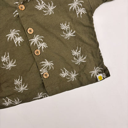 Green Palm Tree Button-Up (3T)