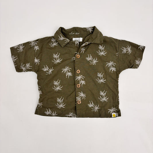 Green Palm Tree Button-Up (3T)