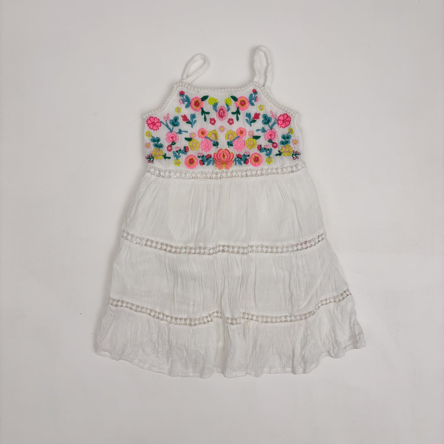 White Gauze Embroidered Dress (3T)