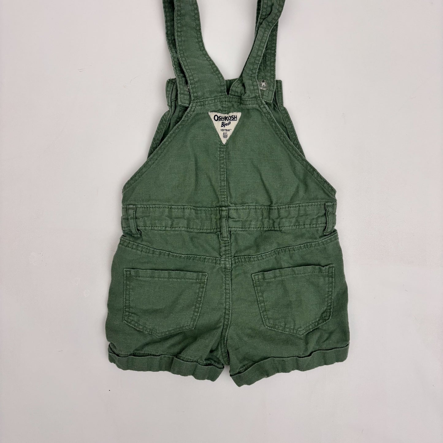 Green Linen Blend Shortalls (4T)