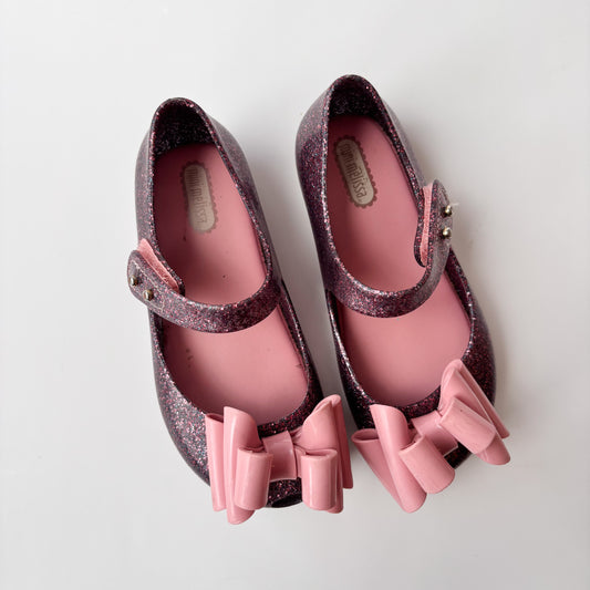 Glittery Bow Jelly Shoes (9C)