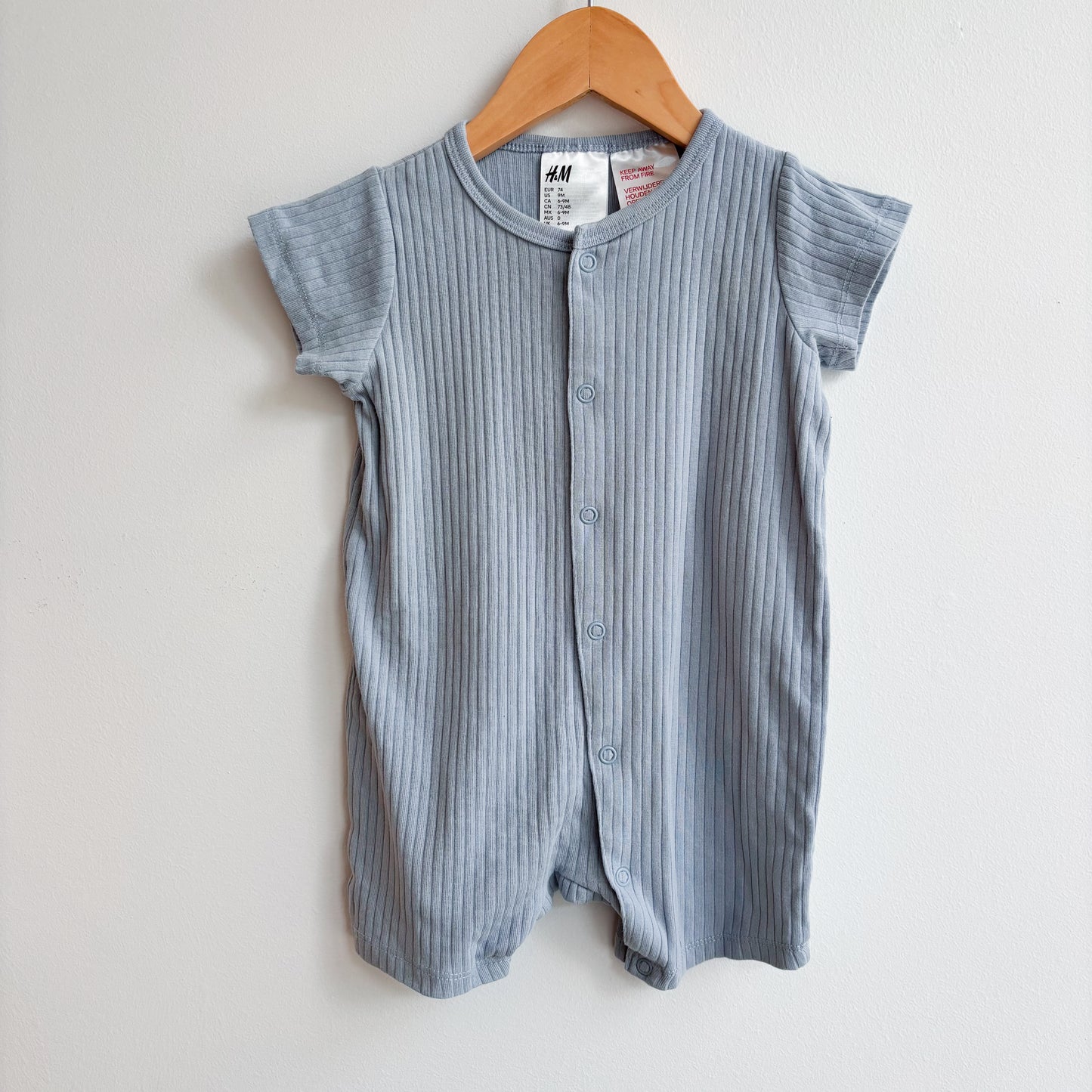 Blue Ribbed Romper (6-9M)