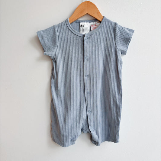 Blue Ribbed Romper (6-9M)