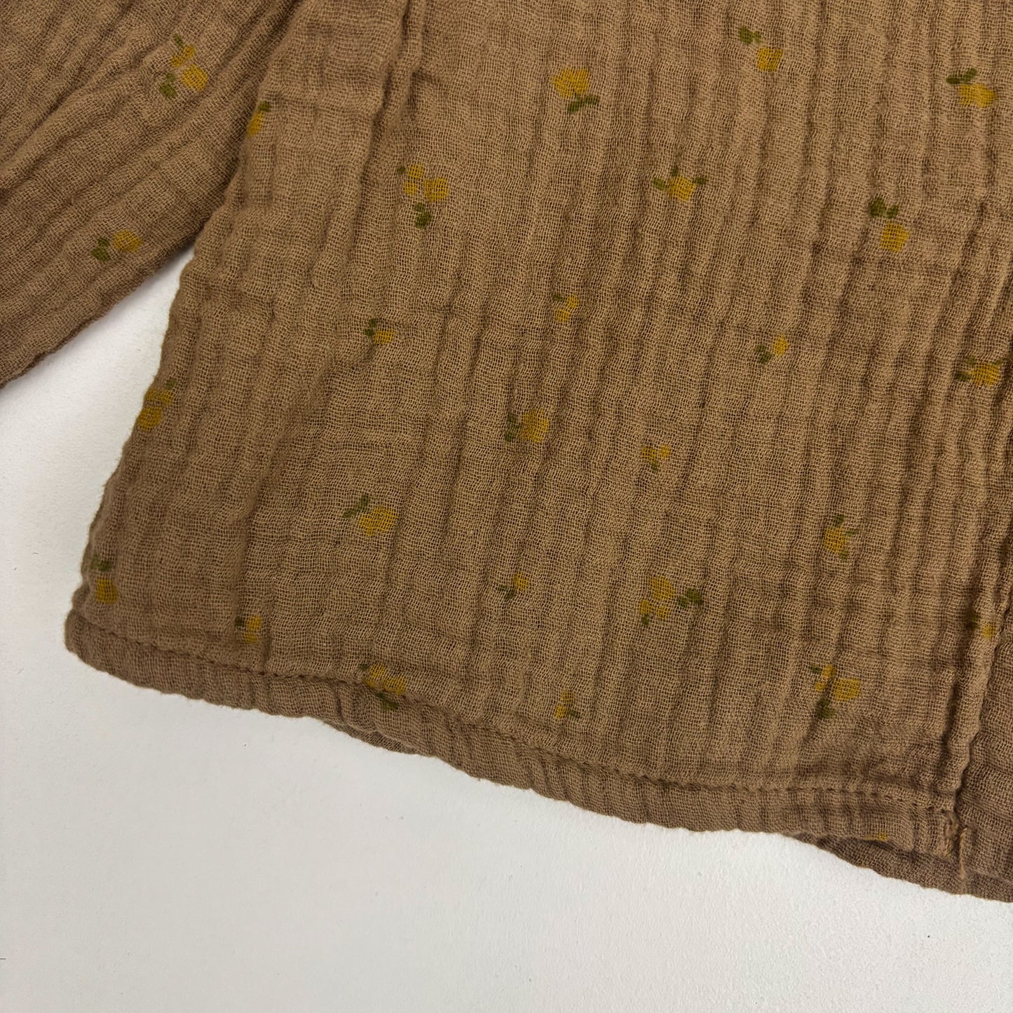 Brown Muslin Blouse w Tiny Flower Print (3T)