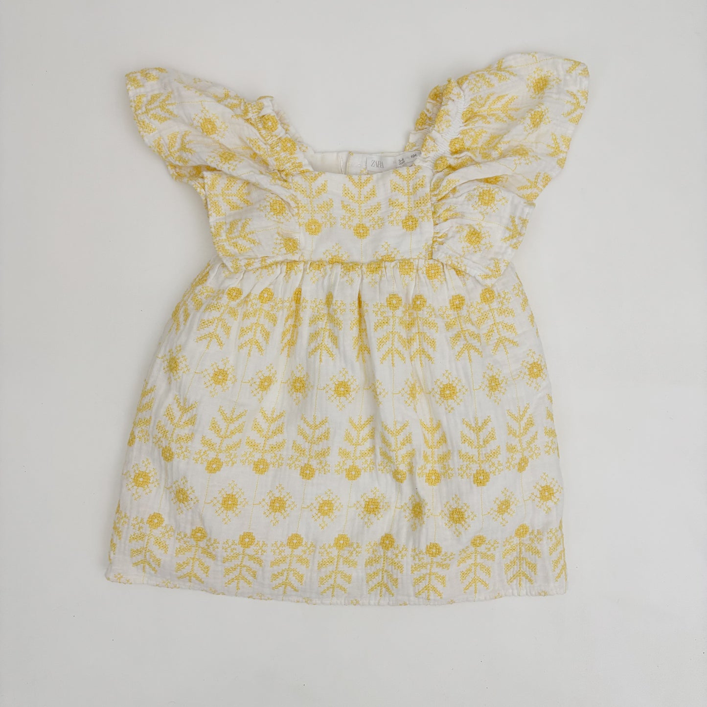 Embroidered Cream + Yellow Dress (4T)