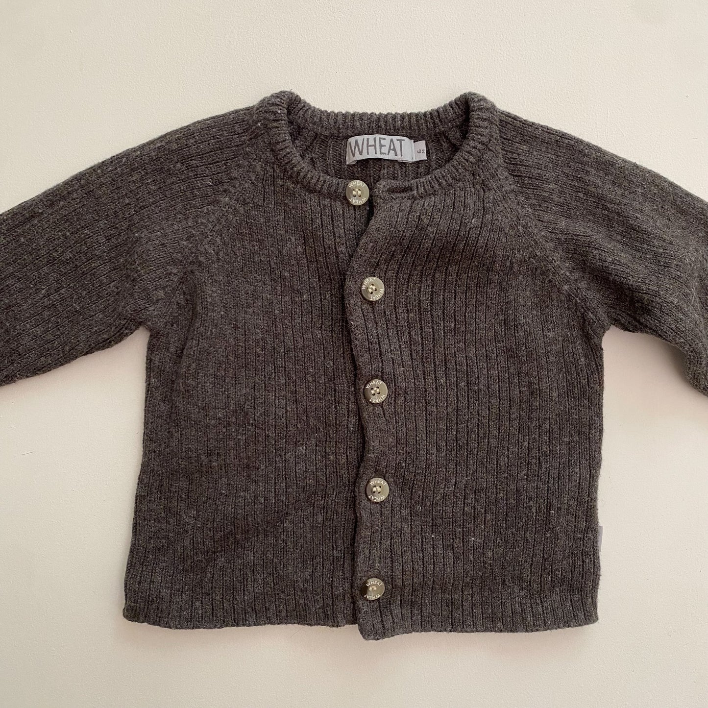 Wool-Bend Dark Grey Ribbed Cardigan (3-6M)