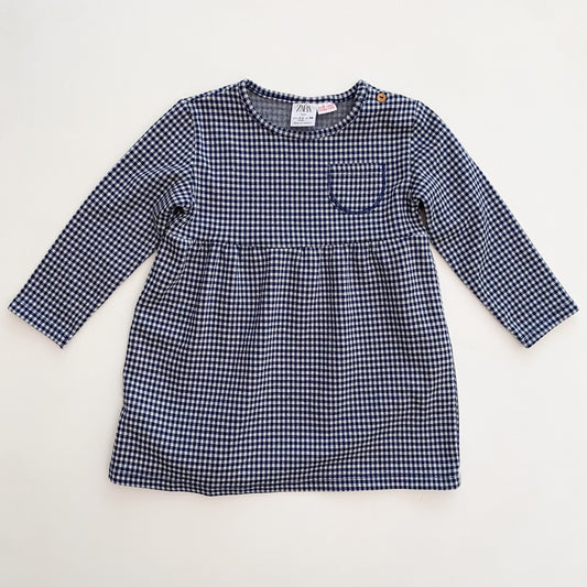 Navy Blue Checkered Dress (2-3Y)