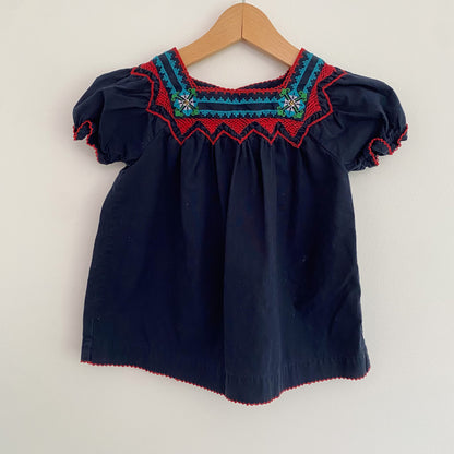 Navy Blue Embroidered Blouse (3T)