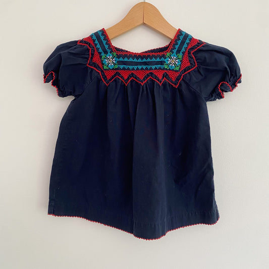 Navy Blue Embroidered Blouse (3T)