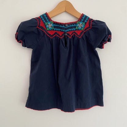 Navy Blue Embroidered Blouse (3T)