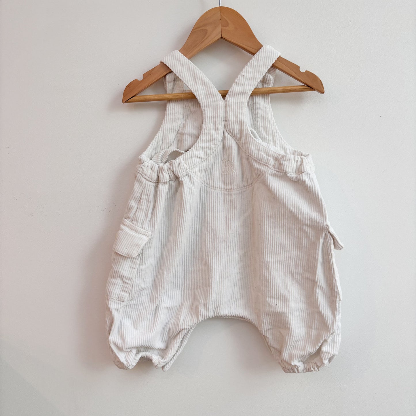 White Corduroy Bubble Overalls (3-6M)