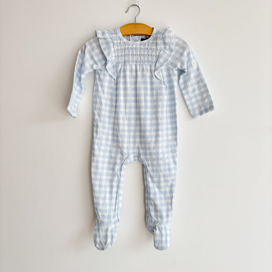 Blue Plaid Romper (6-9M)