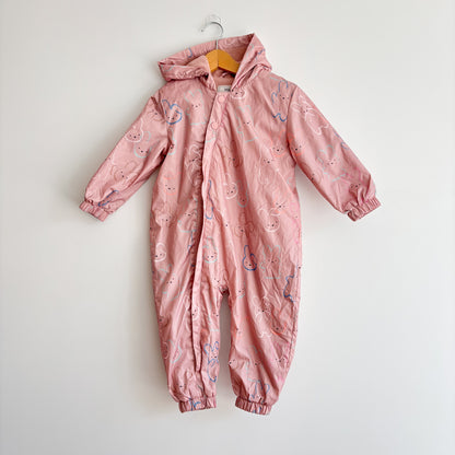 Fleece Lined Bunny Print Rainsuit (12-18M)