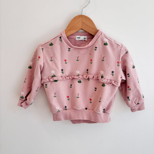 Floral Ruffle Sweatshirt (3-6M)