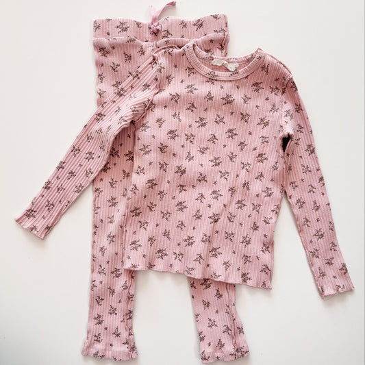Pink Floral Ribbed Set (3T)