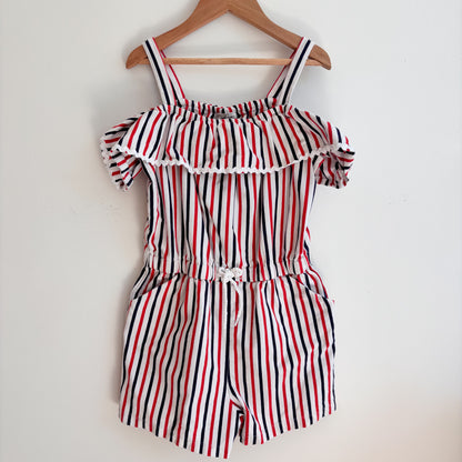 Red + Blue Striped Romper (8Y)