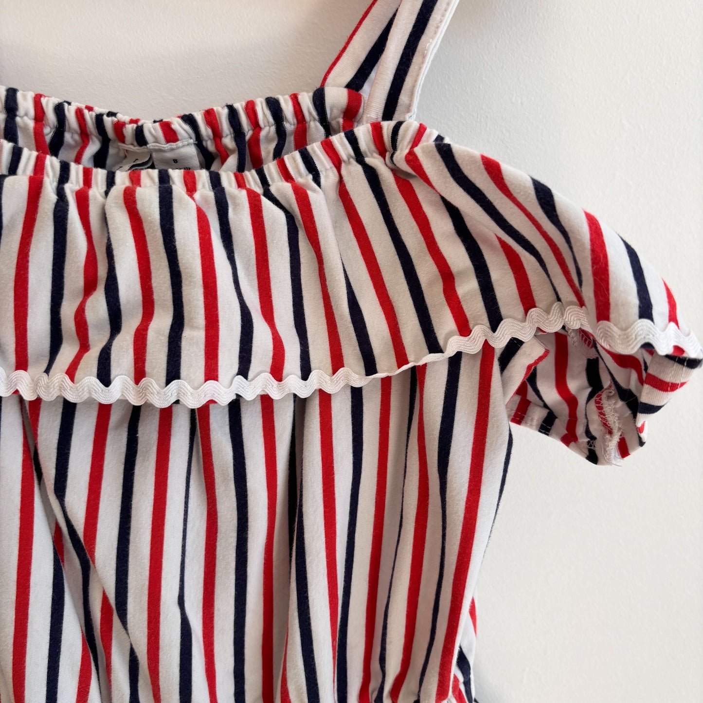 Red + Blue Striped Romper (8Y)