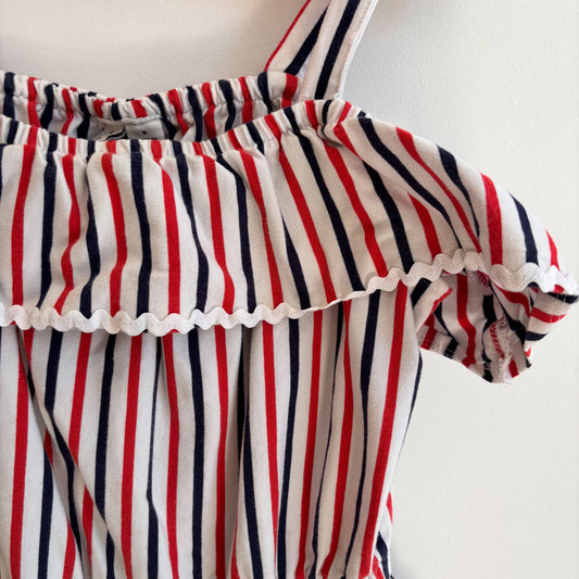 Red + Blue Striped Romper (8Y)
