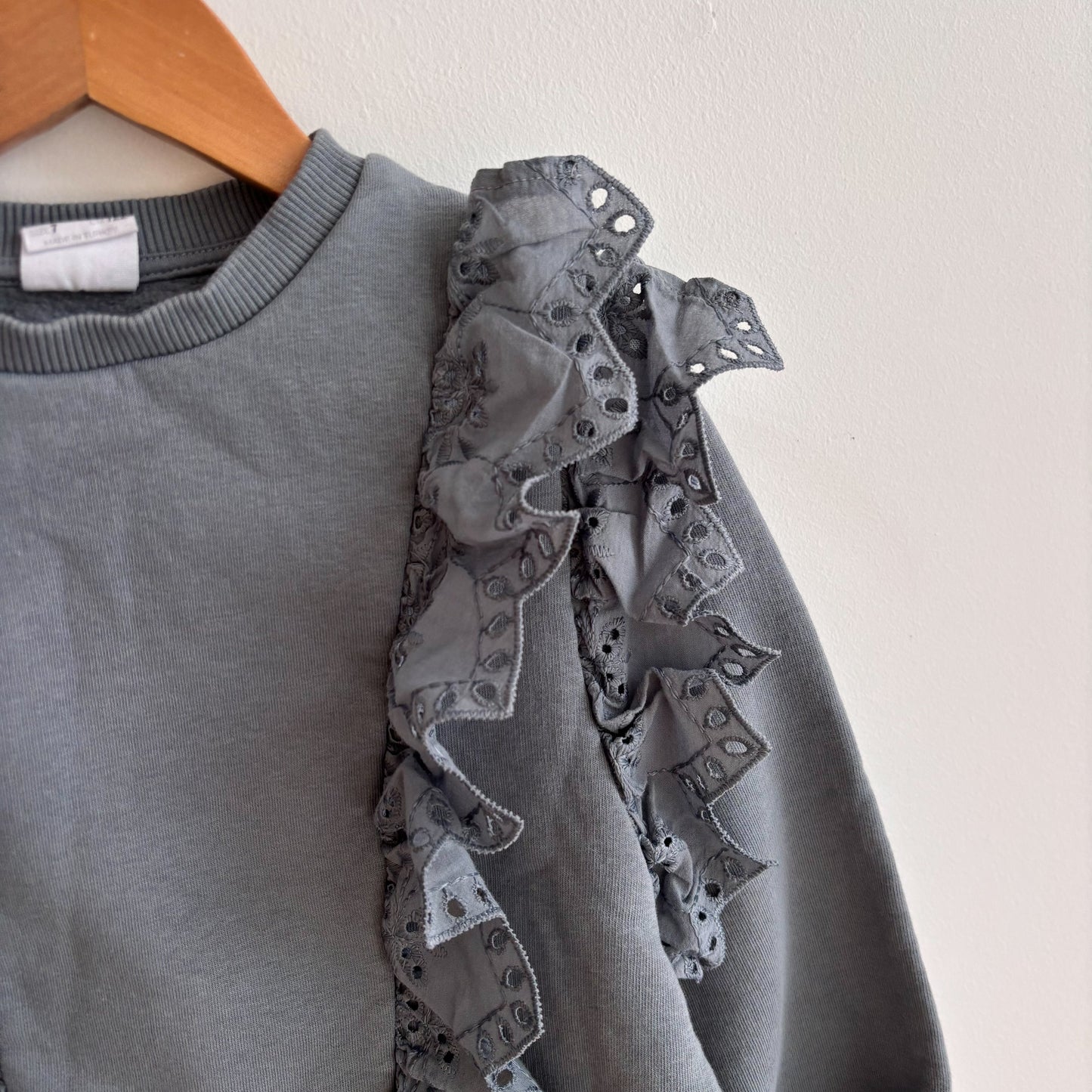 Blue-Grey Lace Trim Sweatshirt (6Y)