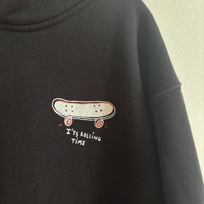 Black Skateboard Graphic Hoodie (9Y)
