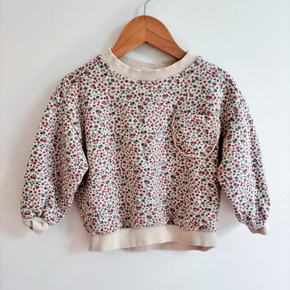 Floral Sweatshirt w/ Lace Trim Pocket (1.5Y)