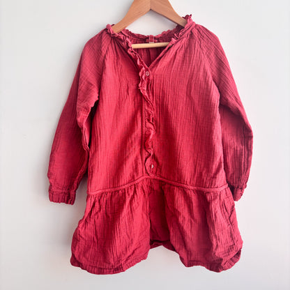 Dark Coral Muslin Dress (6Y)