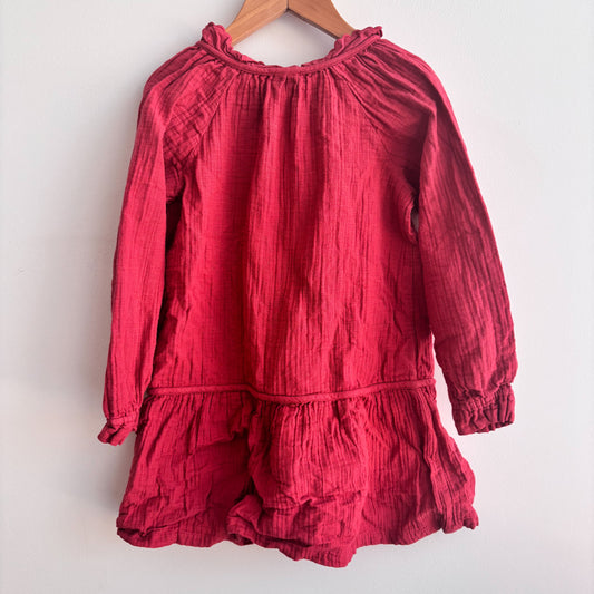 Dark Coral Muslin Dress (6Y)