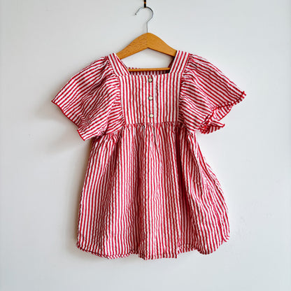Red + White Striped Dress (4-5Y)