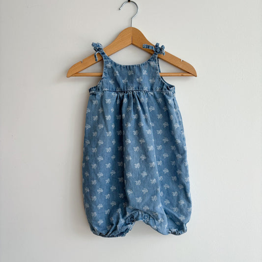 Chambray Floral Romper (6-9M)