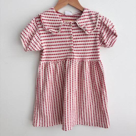 Textured Coral + Cream Dress (4-5Y)