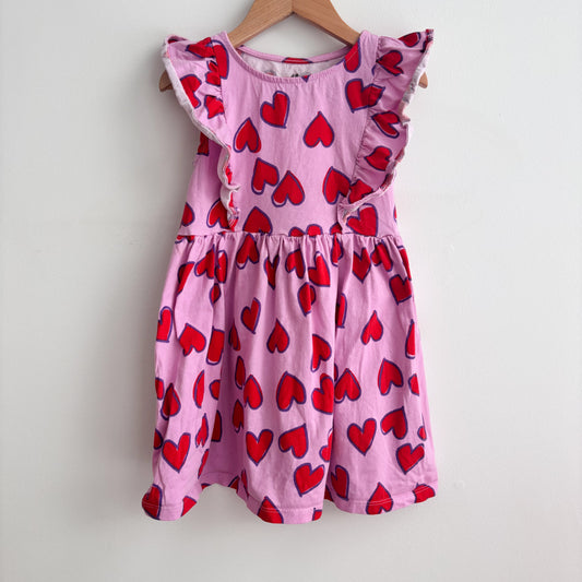 Heart Print Ruffle Dress (4-6Y)