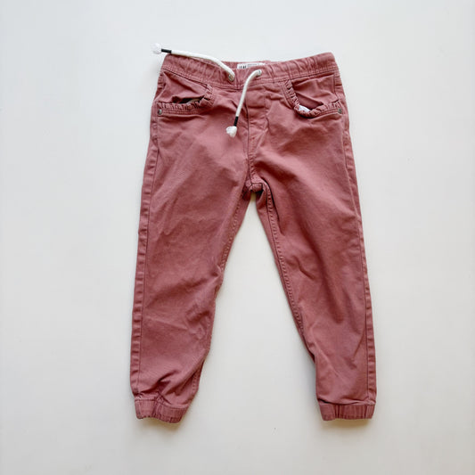 Pink Denim Elastic-Waist Pants (4T)