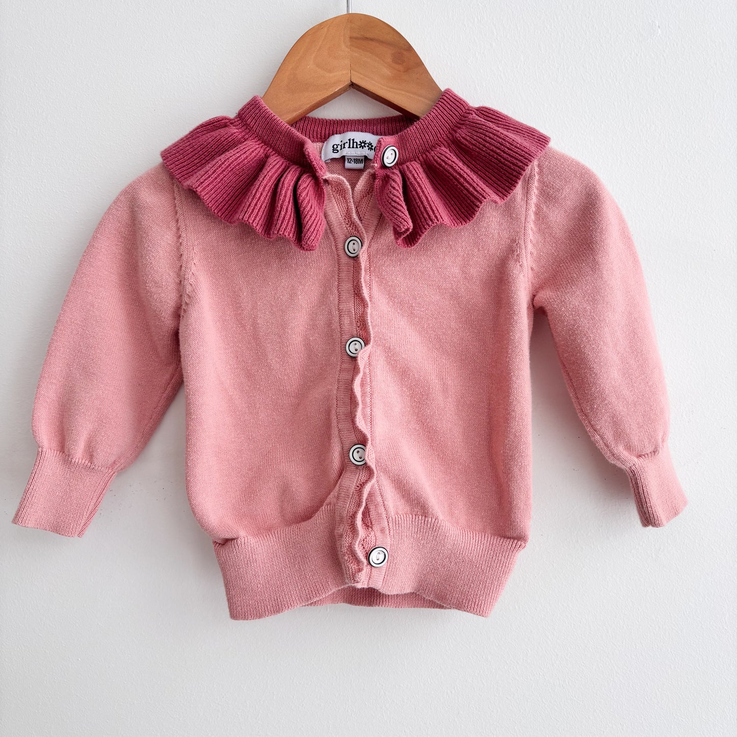 Pink Ruffle Cardigan (12-18M)