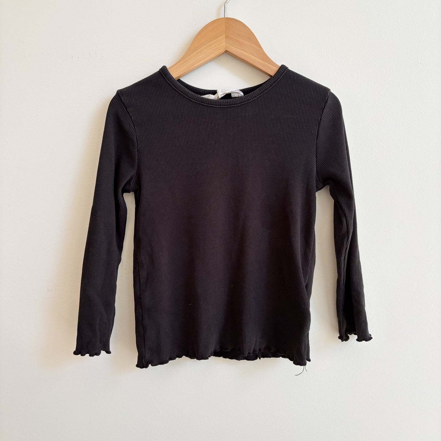 Black Ribbed Long Sleeve Tee (4T)