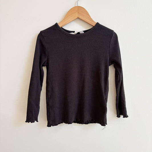 Black Ribbed Long Sleeve Tee (4T)
