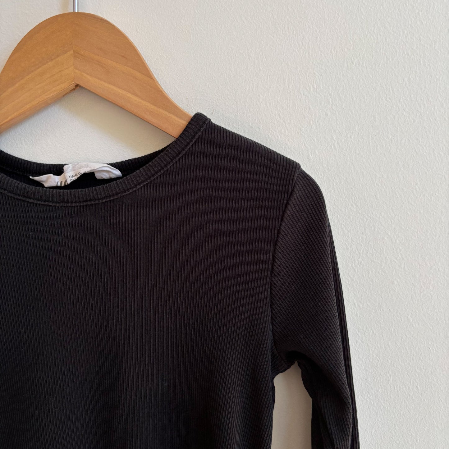 Black Ribbed Long Sleeve Tee (4T)