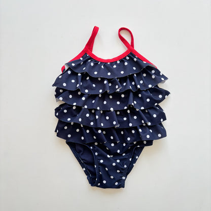 Navy Ruffled Swim Suit (12-18M)