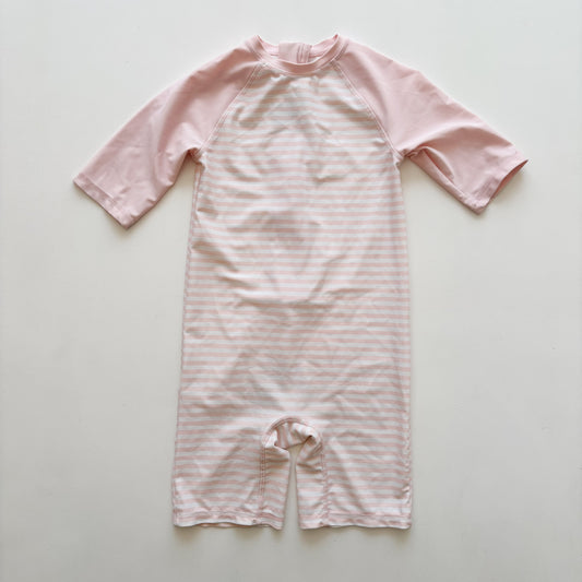 Pale Pink Striped Swim Suit (3/4T)