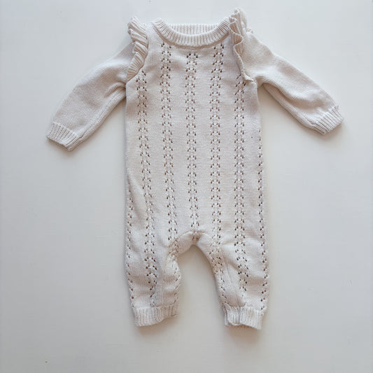 Cream Knit Romper (0-3M)